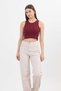 11104 Lycra Wide Leg Trousers Beige - 8