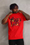 Unisex Printed Oversize T-Shirt - Red - 3