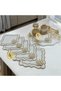 6-Piece Presentation Cocktail Coffee Napkin with Gold Pearl Brooch Detail