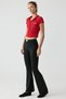 Kaela Urbanbeat Women's Knitwear Polo Neck Buttoned Short Sleeve Print Detail Red T-Shirt - 2