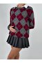 La Lilyum - Plaid Diamond Patterned Soft Knitwear Sweater - 3