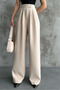 WOMEN'S HIGH WAIST CLOSURE VELCHET DETAIL WIDE LEG PANTS - 4