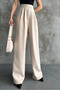 WOMEN'S HIGH WAIST CLOSURE VELCHET DETAIL WIDE LEG PANTS - 7