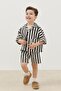 Black Striped Pocket Suit Set - 6