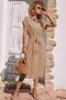 Beige Shirt Collar Long Dress Mg1743