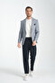 Barella Men's Navy Blue Plaid Slim Fit Mono Collar Sports Blazer Jacket - 5