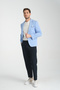 Bortolo Men's Ice Blue Knitted Stretching Lycra Mono Collar Slim Fit Sports Blazer Jacket - 6