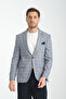 Barella Men's Navy Blue Plaid Slim Fit Mono Collar Sports Blazer Jacket - 2