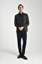 Jasino Men's Navy Blue Cotton Lycra Slim Fit Knitted Stretch Mono Collar Blazer Jacket - 8