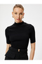 Short Sleeve Knitwear Sweater Stand Collar Ribbed - 2
