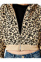 Raster Leopard Print Hooded Zippered Crop Sweatshirt - 5
