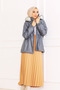 Waist Drawstring Zippered Hooded Hijab Leather Coat -Brc6262 - 3
