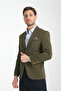 Bortolo Men's Khaki Knitted Stretching Lycra Mono Collar Slim Fit Sports Blazer Jacket