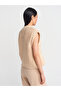 60961 Crew Neck Soft Textured Pocket Buttoned Knitwear Vest-Cream - 2