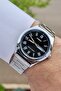 Men's Wristwatch with Black Dial, Silver Color Band, Calendar and Date - 4
