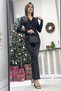 Women's Black Draped Print Velvet Midi Length Pencil Dress