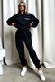 Women's printed tracksuit set - hooded sweatshirt top and bottom set