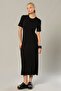 Black Women's Viscose Short Sleeve Long Dress 230 - 4