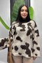 Women's Tie-Dye Patterned Turtleneck Knit Sweater - Brown - 2
