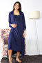 Maternity Nightgown Set with Dark Blue Dressing Gowns - 3