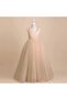 Girl's Tan Color Long Graduation Birthday Prom Wrap Dress