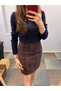 Women's Lined Winter High Waist over Knee Pencil Skirt - 5
