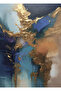 Hari̇kabi̇rev | Dark Blue-Gold Abstract Mountain Landscape Combination | Framed Glass Table 3 Pieces Vertical - 4