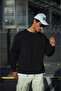 Winter Crew Neck Three Thread Basic Sweatshirt - Black - 3