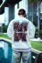 Long sleeve bicycle collar front and back Printed sweatshirt - white - 2