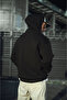 Three Thread Combed Cotton Hooded Basic Sweatshirt - Black - 2