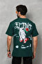 Green Unisex Oversize Crew Neck Printed T-Shirt - 3