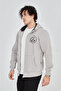 Men's Gray Cardigan - Hooded, Printed and Zippered - 3