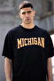 Unisex Crew Neck Printed Oversize T-Shirt - Black - 4