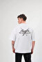 Unisex Crew Neck Printed Oversize T-Shirt - White - 4