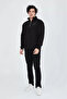 Men's Half Zipper Printed Sweat - Black