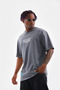 Gray Unisex Oversize Crew Neck Printed T-Shirt - 3
