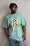 Unisex Printed Oversize T-Shirt - Mint Green - 3