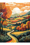 Kubilay Collection Multicolored Mountain Road Tree and Flowers Pattern Woven Base Modern Decorative Carpet 10 - 4