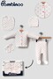 5 Piece Newborn Bodysuit Set Hospital Release Ribbed Ecru Fabric with Red Hearts Boxed 100% Bombinoo