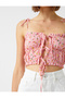 Crop Undershirt Front Tied Floral Patterned - 5