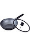 Essential Cast Aluminum black 28cm Wok with Glass Lid
