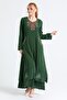 Long Sleeve Sile Cloth Embroidered Antique Long Dress Green Ysl - 4