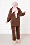 Hooded Quilted Double Set Brown - 4