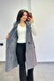 Nubuck Fabric Long Vest with Fur Inside Pocket Detail - 4