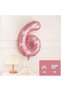 Pink Number Balloon with White Ribbon - Pink Number Balloon with White Bow, Age 6