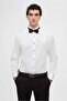 Ds Groom Slim Fit White Plain Cotton Satin Double Cuff Ankle Collar Tuxedo Shirt - 3