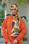 مجموعة Summer Sparkle Collection شال ناعم برتقالي أزرق داكن 3044-15