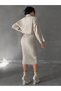 Women's Stone Neck Knit Motif Crop Sweater and Knitwear Dress Set - 6