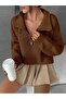 Women's Oversize Zippered Crop Knitwear Sweater Daily Use Seasonal - 5