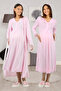 Pink Lace Maternity Nightgown Set with Dressing Gown Effortt